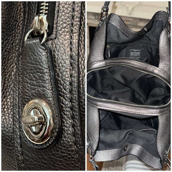 COACH Edie 31 Shoulder Bag in Metallic Gunmetal Graphite, Pristine